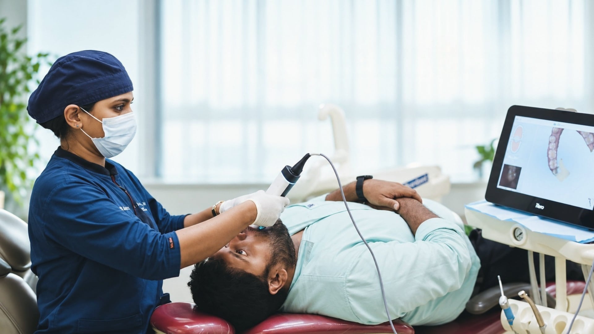 A Just Dent clinician taking a digital intraoral scan